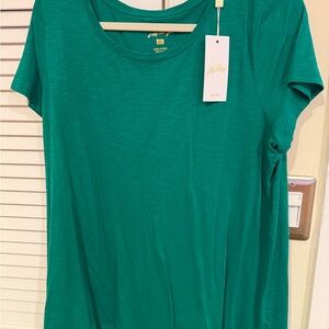 Lilly Pulitzer Etta Scoop Neck Fiddle Leaf GreenGreen Short Sleeve Tee